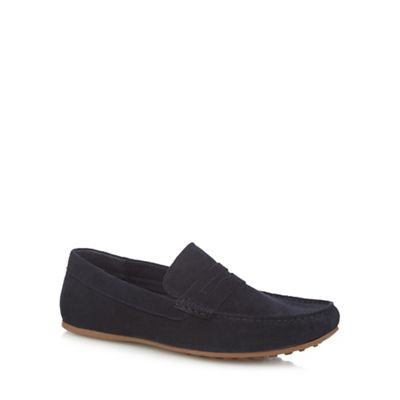 Navy suede slip-on loafer shoes